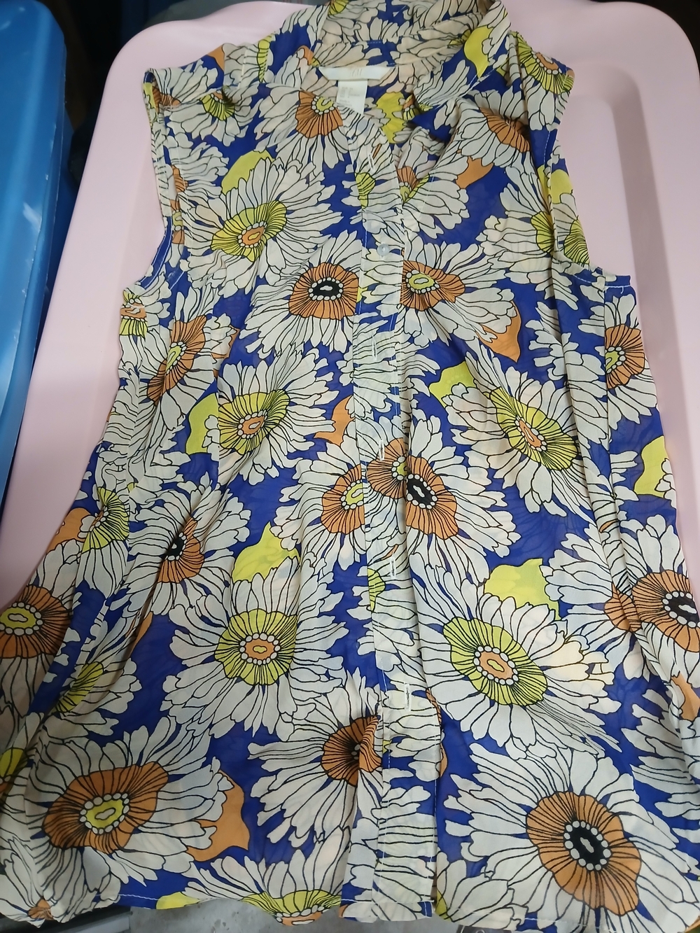 H&M Floral Sleeveless Dress in Blue, White, Orange & Yellow